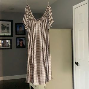 strapless black white striped dress